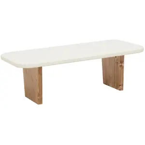 Decowood Table basse en microciment avec pieds en bois vieilli 95x30cm pas cher