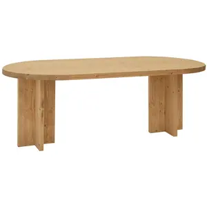 Decowood Table à manger ovale en bois de sapin marron 160x75cm pas cher