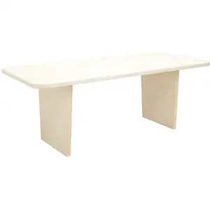 Decowood Table à manger en microciment blanc cassé 180x75cm pas cher