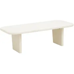 Decowood Table basse en microciment avec deux pieds blanc cassé 95x30cm pas cher
