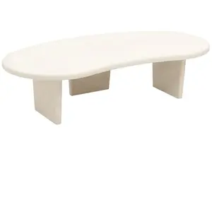Decowood Table basse en microciment avec trois pieds blanc cassé 120x30cm