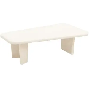 Decowood Table basse en microciment avec trois pieds blanc cassé 100x30cm pas cher