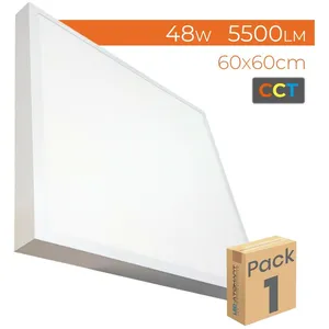 Plafonnier led Surface Carré 60x60cm cct 48W 5500LM Lot de 1 u. - cct pas cher