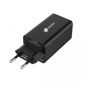 Chargeur mural Leotec Gan 2xUSB-C PD/USB 2.0 65W Noir pas cher