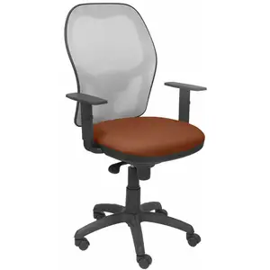 Piqueras y Crespo Chaise Jorquera en maille grise, assise Bali marron pas cher