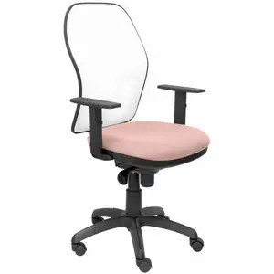 Piqueras y Crespo Jorquera Chaise en maille blanche Assise Bali Rose pâle pas cher