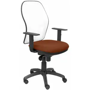 Piqueras y Crespo Chaise Jorquera en maille blanche Bali assise marron pas cher