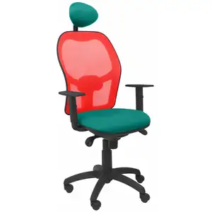 Chaise Jorquera rouge maille bali vert siège avec appui-tête fixe pas cher