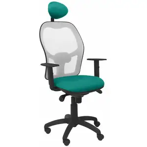 Chaise Jorquera gris maille vert clair siège bali avec appui-tête fixe pas cher