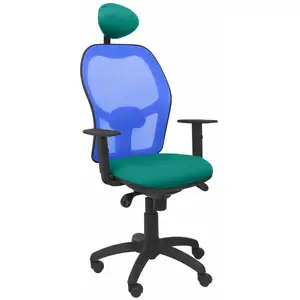 Piqueras Y Crespo Chaise Jorquera siège en maille bleue bali vert avec appui-tête fixe pas cher