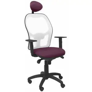 Chaise Jorquera blanc maille bali violet siège avec appui-tête fixe pas cher