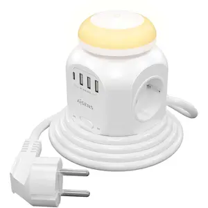 Comparateur de prix : Aisens Multiprise Asps-3a1cl01-w Prise Carrée Multifonction 4 Prises