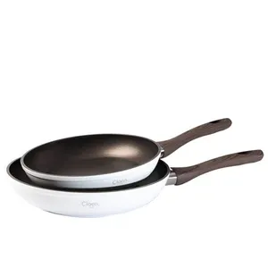 CLOEN Lot de 2 poêles à frire en aluminium forgé, revêtement céramique, 24, 28 cm / 4 mm pas cher