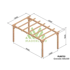 Comparateur de prix : Maderland Pergola en bois autoportante - modèle VALENCIA - 500 x 300 cm