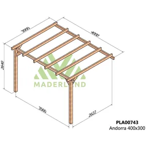 Comparateur de prix : Maderland - Pergola accolée en bois lamellé-collé Andorra 400 x 300 cm