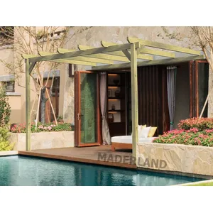 Comparateur de prix : Maderland Pergola en bois adossée - modèle NARBONNE - 420 x 420 cm