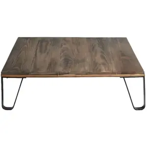 Hannun Table basse en bois récupéré et fer de couleur beige pas cher