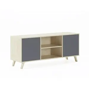 Skraut Home Meuble tv 140 wind chêne-gris anthracite 140x40x57cm TV140WINDPUCCGRIS pas cher