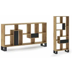SKRAUT HOME Étagère, bibliothèque, modèle LOFT, couleur Chêne foncé, 68,5 x 168 x 25 cm, RF680