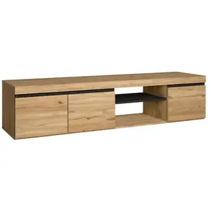 Skraut Home - Meuble TV mod.NATURALE ''Chêne/Noir'', 2 portes et 2 log... pas cher