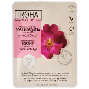 IROHA NATURE Masque facial en tissu Rose musquée 1 u