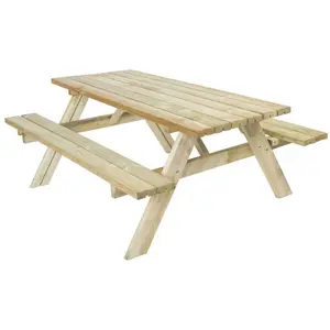 GARDIUN Table Pique-nique Bancs Pliables 200 Bois Traité 198x154x74 cm 42 mm 6-8 Personnes pas cher
