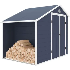 Abri de Jardin Résine Gardiun Sylvana B 5 m² 260x192x226 cm Anthracite avec Range Bûches Extérieur pas cher