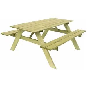 Table Pique nique Bois Naturel Traite Gardiun Essential 165x154x75 cm 6 8 Personnes