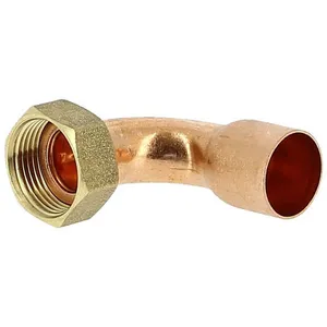Douille cuivre coudé avec écrou à souder - F 3/4' - Ø 22 mm - Hecapo