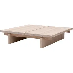 Naan Furniture Table basse en pin massif naturel 90 cm Verni pas cher