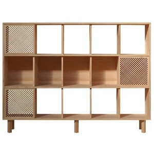 Naan Furniture Bibliothèque basse en pin massif naturel 3 portes 160 x 121 x 30 cm PORTER