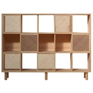 Naan Furniture Bibliothèque basse en pin massif naturel 6 portes 160 x 121 x 30 cm PORTER
