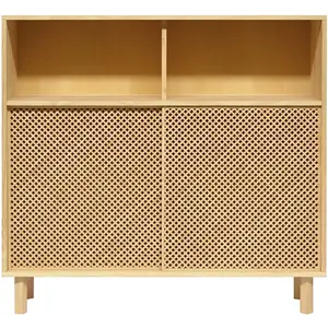Naan Furniture Buffet haut en bois massif naturel avec 2 portes 120 x 113 x 35 cm CADAQUÉS pas cher