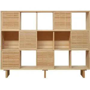 Naan Furniture Bibliothèque basse en bois massif naturel 6 portes 160 x 121 x 30 cm MORELLAVendu parmaisons-du-monde