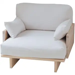 Naan Furniture Fauteuil blanc cassé en pin naturel 94,5 cm Non verni