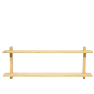 Naan Furniture Etagère murale double en bois de pin naturel 90 cm pas cher