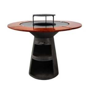 Comparateur de prix : Purline Barbecue rond avec plaque de cuisson et de gril en acier et pl...