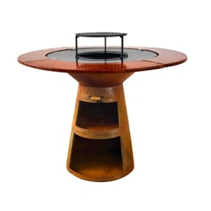 Comparateur de prix : Purline Barbecue rond avec plaque de cuisson et de gril en acier et pl...