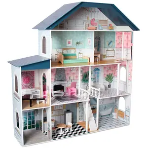 Comparateur de prix : Deqube Maison De Poupée En Bois 4 étages Premium