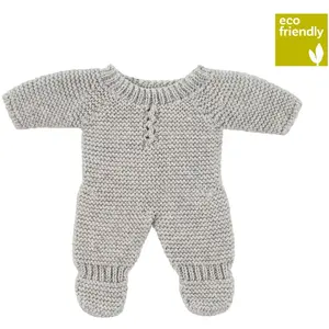 Comparateur de prix : Miniland Pyjama Gris en Tricot pour poupée de 21 cm. Fabriqué en Espagne avec Textile recyclé. Miniland Dolls.
