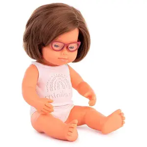 Miniland Poupée Bébé Caucasien Avec Lunettes 38 Cm