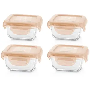 Miniland - set de 4 récipients carrés en verre, set 4 natursquare bunny pas cher