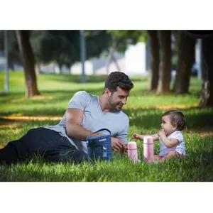 Miniland - thermos pour liquides avec extérieur gommeux, silky thermos rose 350ml pas cher