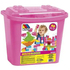 Comparateur de prix : Jouet de construction - MOLTO - Boîte à Blocs Rose - 90 pièces - Pour bébé