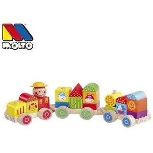 Molto Jeu De Construction De Train En Bois 38x9.50x7.50 Cm 23 Pièces pas cher