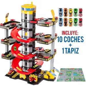 Garage à jouets 7 étages - MOLTO - Rouge - Enfant - Tapis de jeu inclu... pas cher