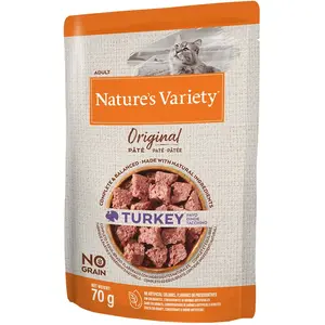 Comparateur de prix : 12x70g Nature's Variety Original Paté No Grain, dinde - Pâtée pour chat