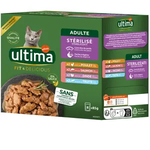 Ultima Sterilized Mix I (poulet, dinde, saumon, truite) nourriture hum... pas cher