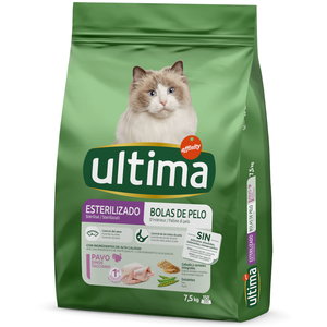 7,5kg Ultima Stérilisé / Boules de poils pour chat - Croquettes pour chat pas cher