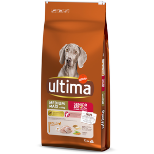 12kg Medium / Maxi Senior poulet Ultima - Croquettes pour chien pas cher